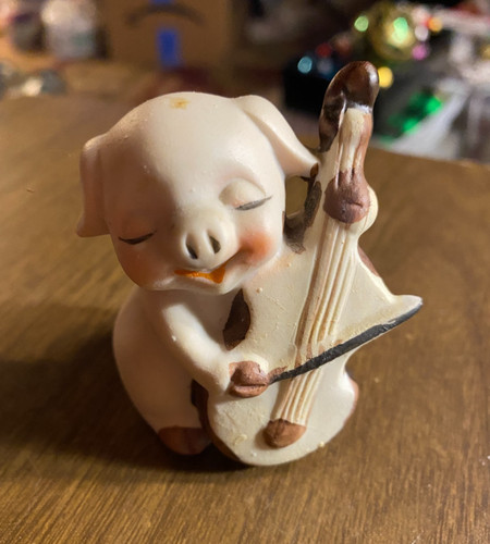 Vintage ceramic pig singing - vintage,